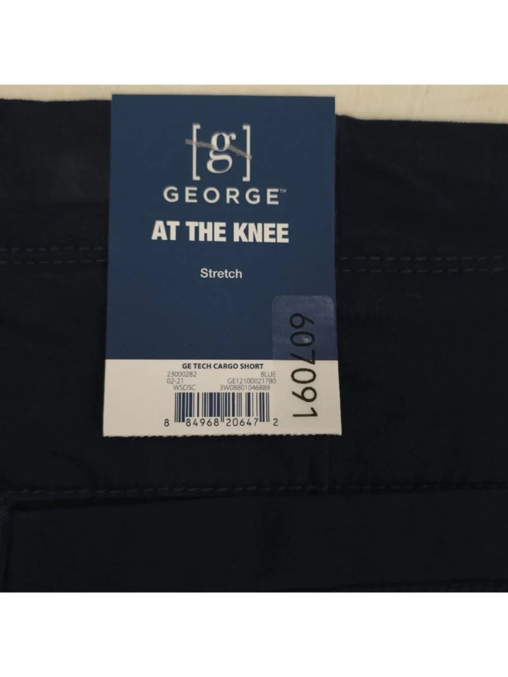 George Mens Stretch Cargo Shorts Navy Blue Size 36 At The Knee Comfortable Fit